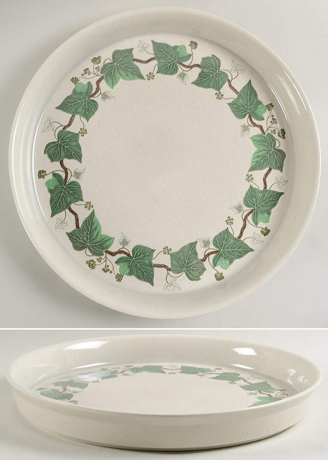 Napoleon Ivy Green (Oven To Table) 14" Deep Round Platter by Wedgwood-1