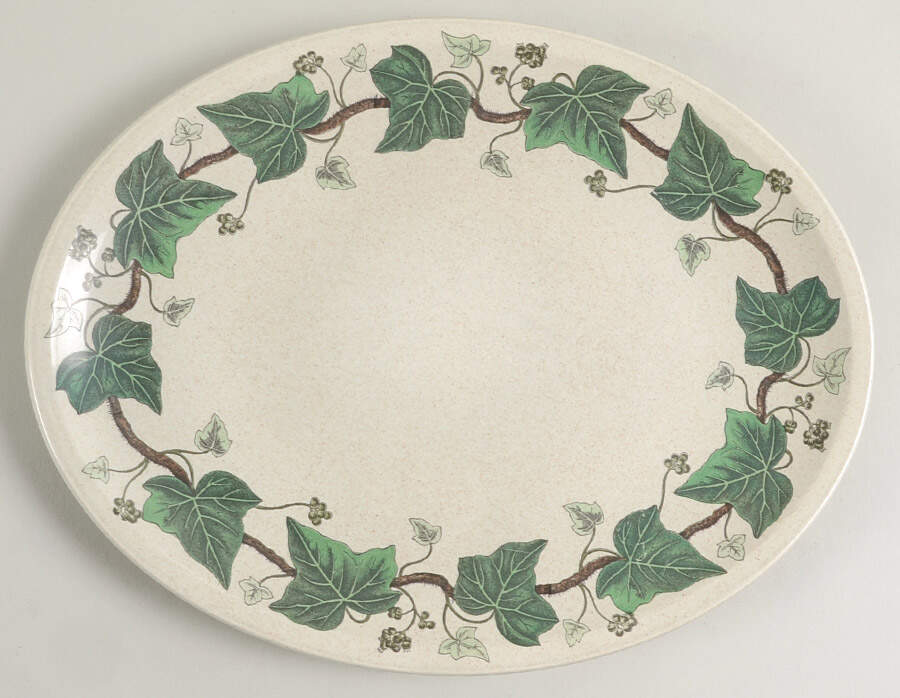 Napoleon Ivy Green (Oven To Table) 12" Oval Serving Platter by Wedgwood-1