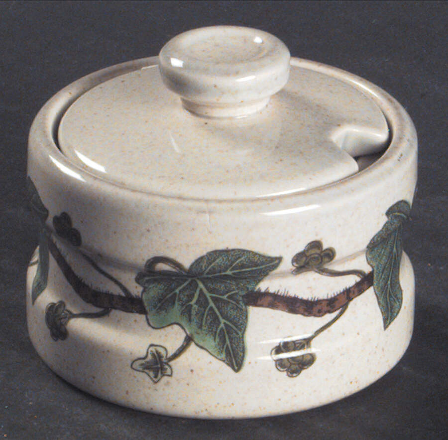 Napoleon Ivy Green (Oven To Table) Mustard Jar & Lid by Wedgwood-1