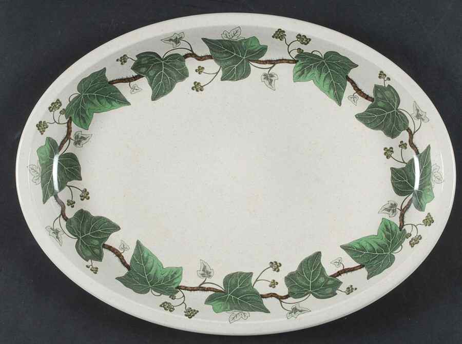 Napoleon Ivy Green (Oven To Table) 13" Oval Serving Platter by Wedgwood-1