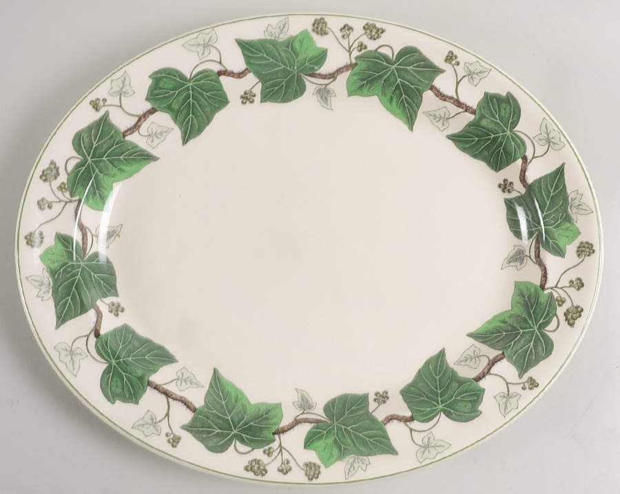 Napoleon Ivy Green (Queen's Ware) 14" Oval Serving Platter by Wedgwood-1
