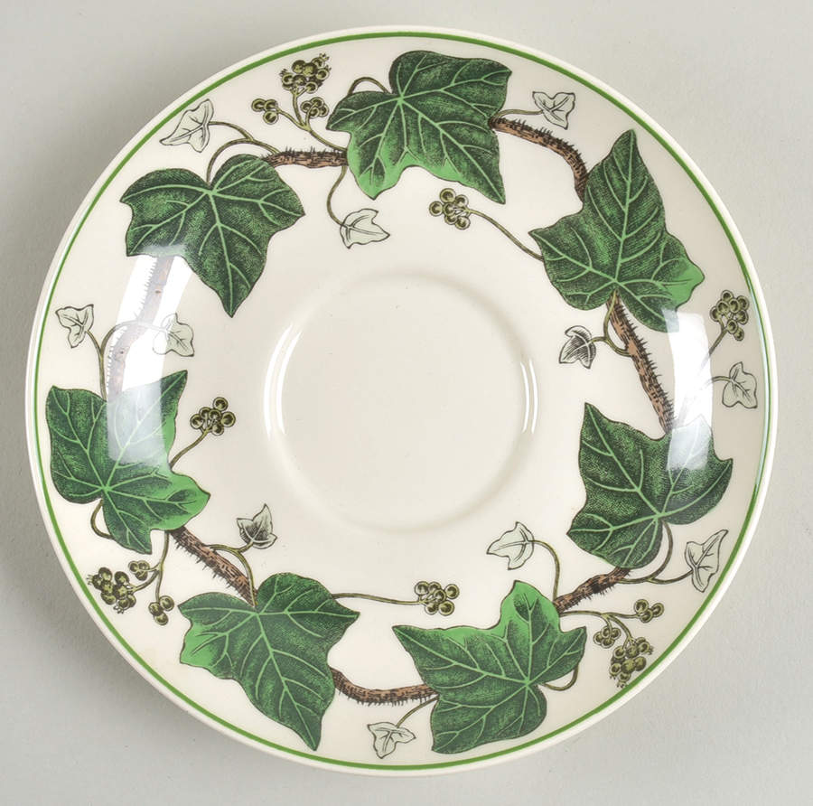 Napoleon Ivy Green (Queen's Ware) Saucer for Footed Cup by Wedgwood-1