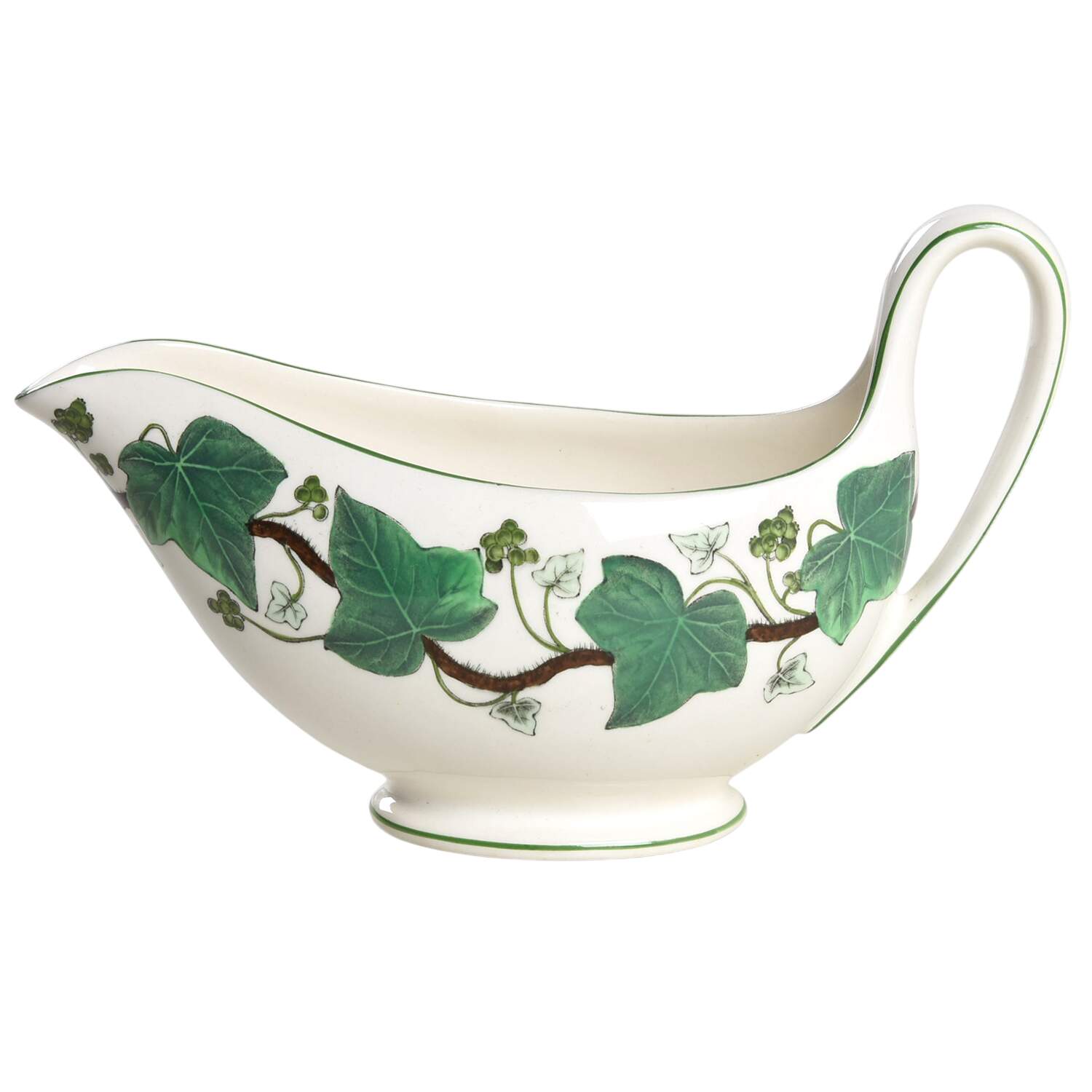 Napoleon Ivy Green (Queen's Ware) Gravy Boat by Wedgwood-1