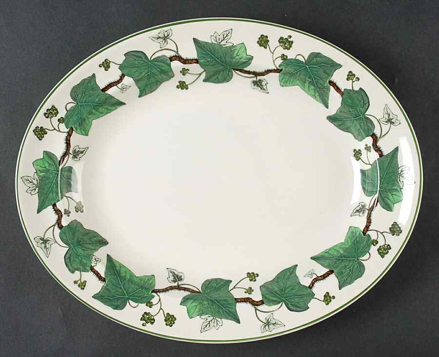 Napoleon Ivy Green (Queen's Ware) 12" Oval Serving Platter by Wedgwood-1