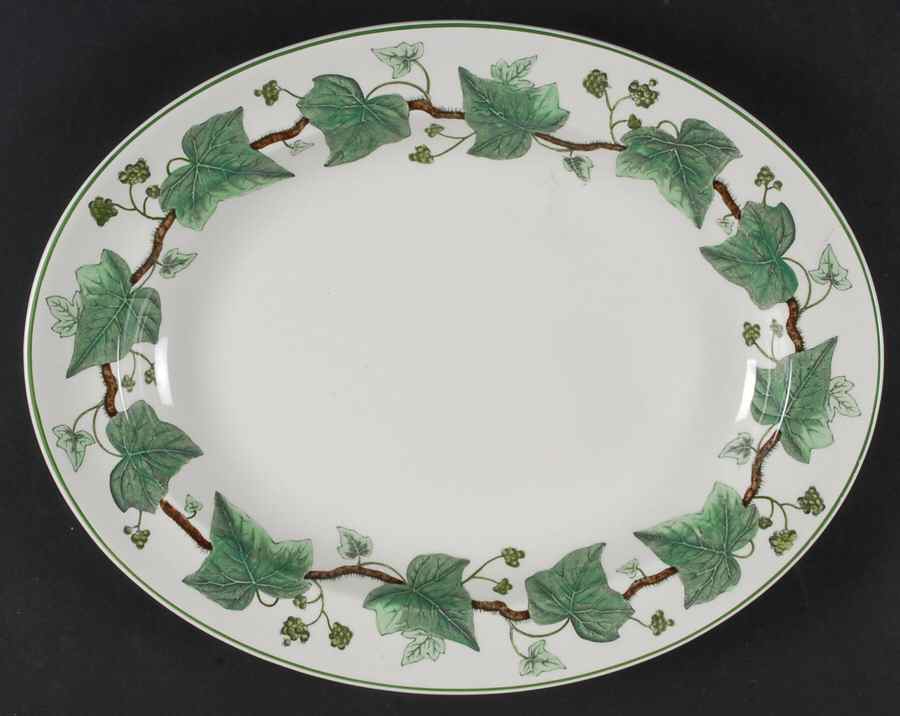Napoleon Ivy Green (Queen's Ware) 13" Oval Serving Platter by Wedgwood-1