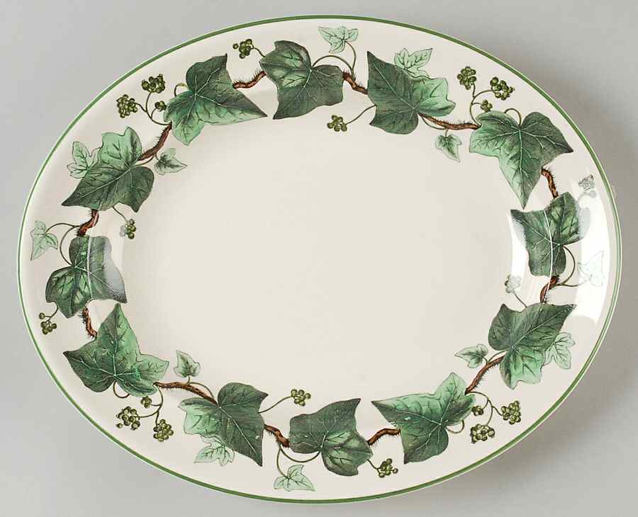 Napoleon Ivy Green (Queen's Ware) 11" Oval Serving Platter by Wedgwood-1