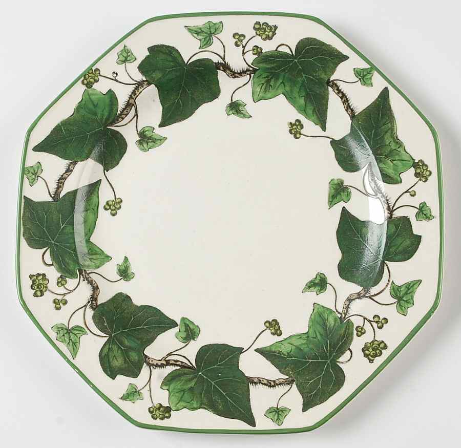 Napoleon Ivy Green (Queen's Ware) Octagonal Salad Plate by Wedgwood-1