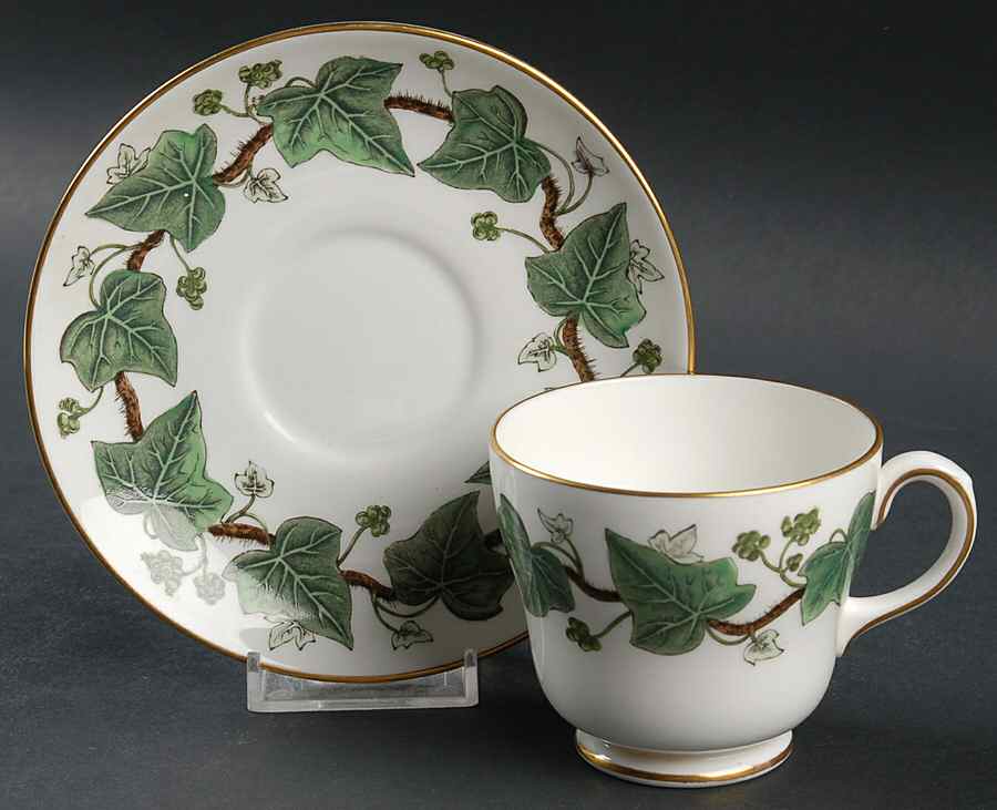 Napoleon Ivy Green (Bone China) Footed Cup & Saucer Set by Wedgwood-1