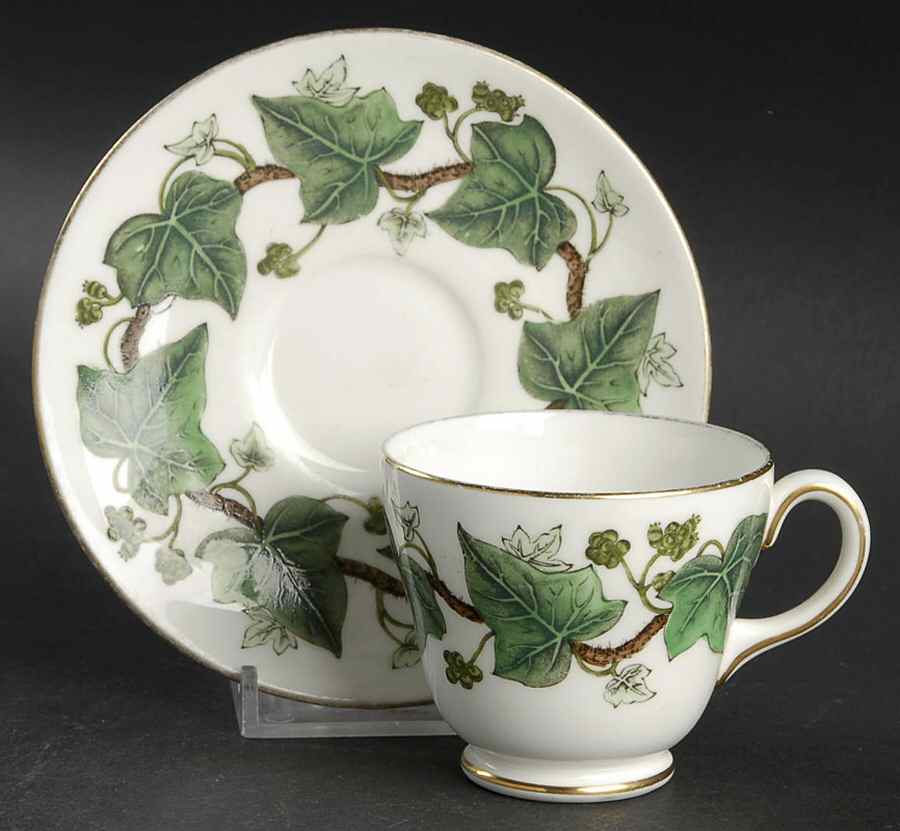 Napoleon Ivy Green (Bone China) Footed Demitasse Cup & Saucer Set by Wedgwood-1
