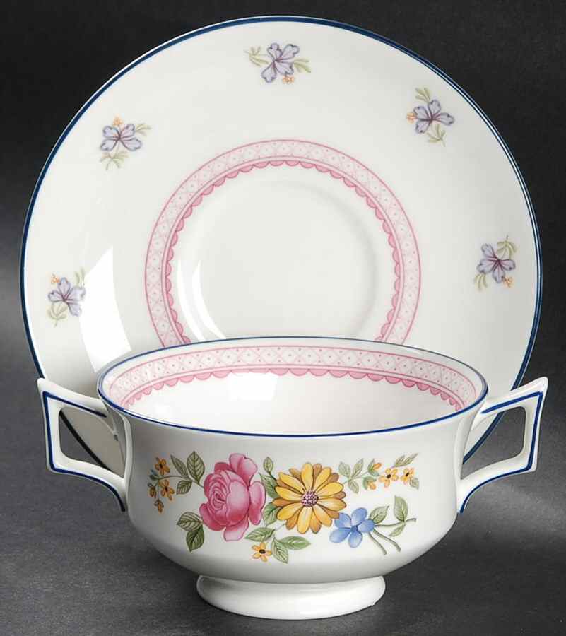 Naomi Footed Cream Soup Bowl & Saucer Set by Wedgwood-1