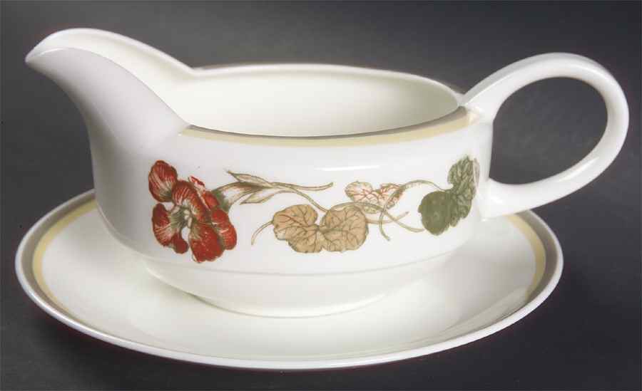 Nasturium (Bone) Gravy Boat & Underplate by Wedgwood-1