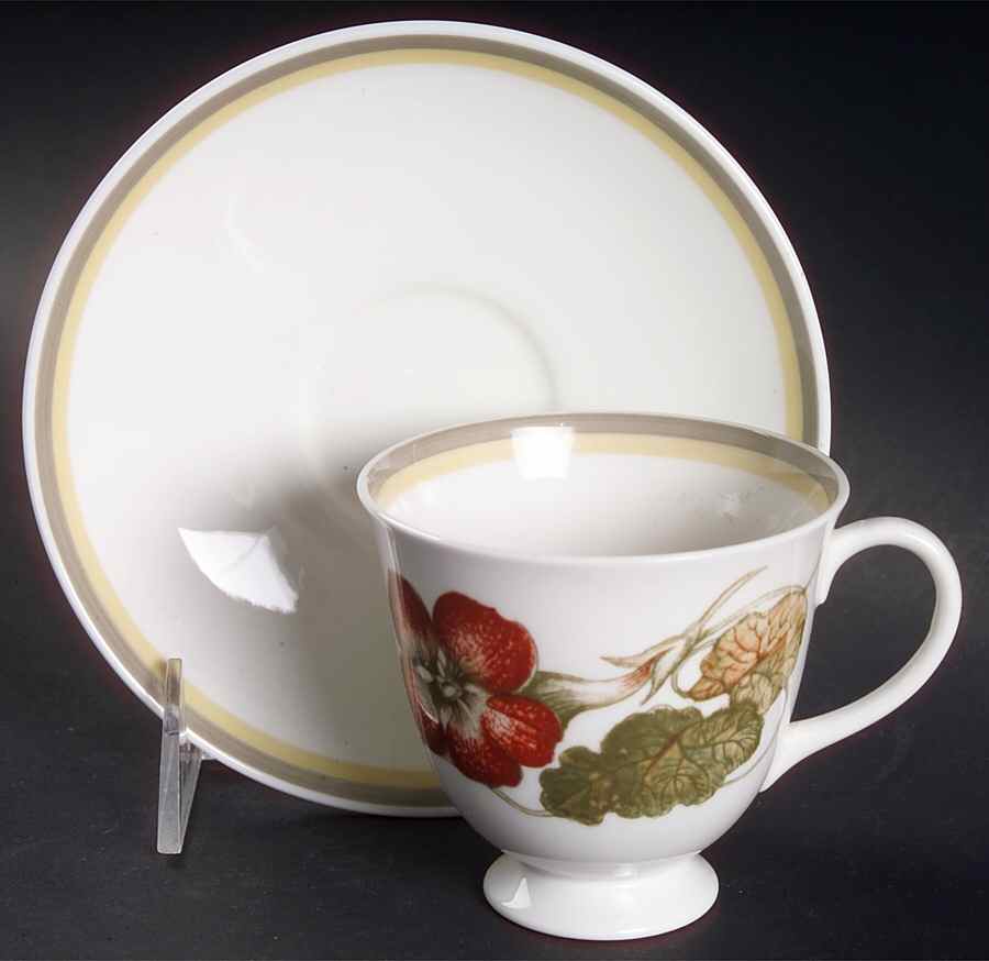 Nasturium (Bone) Footed Cup & Saucer Set by Wedgwood-1