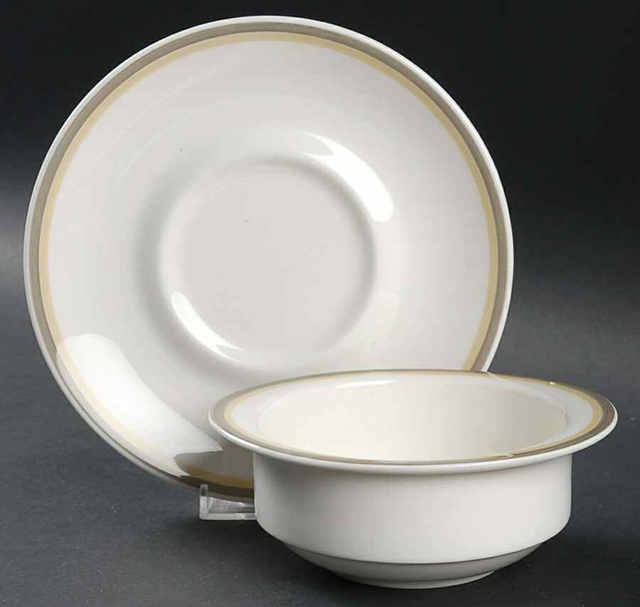 Nasturium (Bone) Flat Cream Soup Bowl & Saucer Set by Wedgwood-1