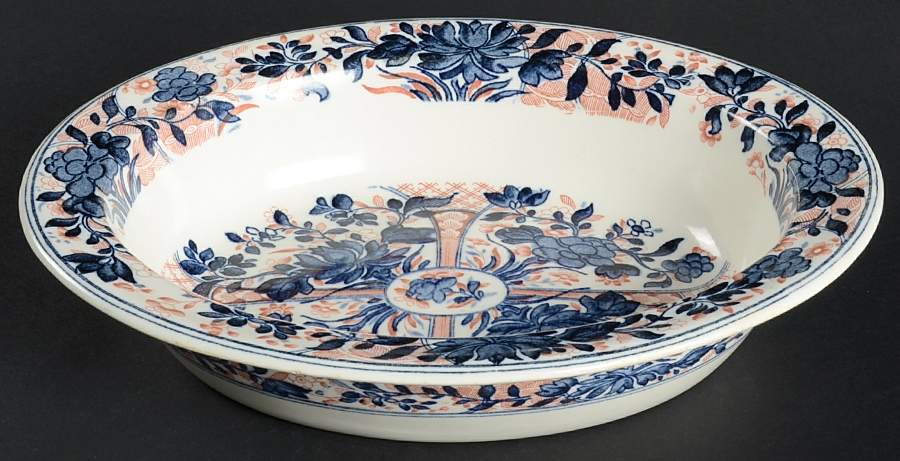 Ningpo (Blue Trim) 9" Oval Vegetable Bowl by Wedgwood-1
