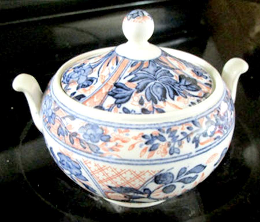 Ningpo (Blue Trim) Sugar Bowl & Lid by Wedgwood-1