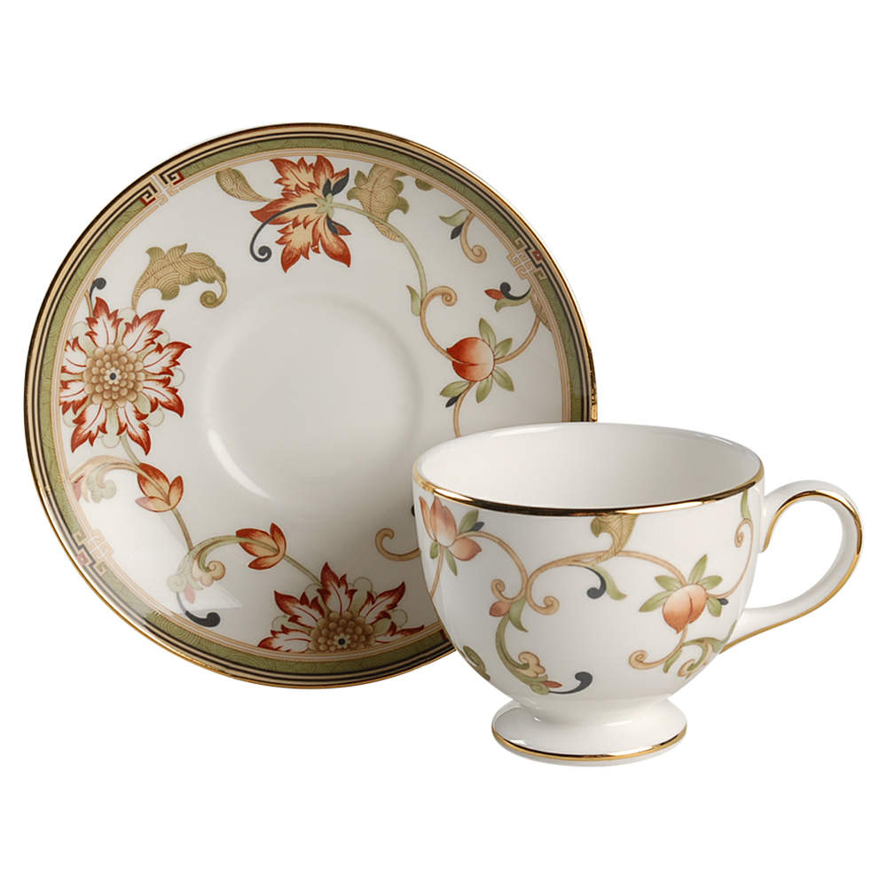 Oberon Leigh Shape Footed Cup & Saucer Set by Wedgwood-1