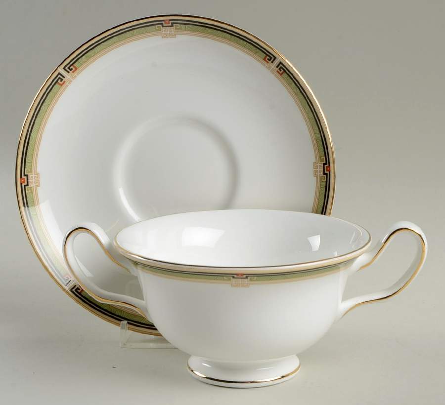 Oberon Footed Cream Soup Bowl & Saucer Set by Wedgwood-1