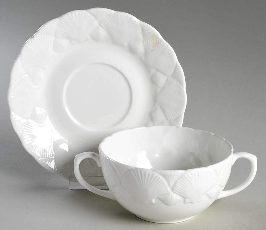 Oceanside Flat Cream Soup Bowl & Saucer Set by Wedgwood-1
