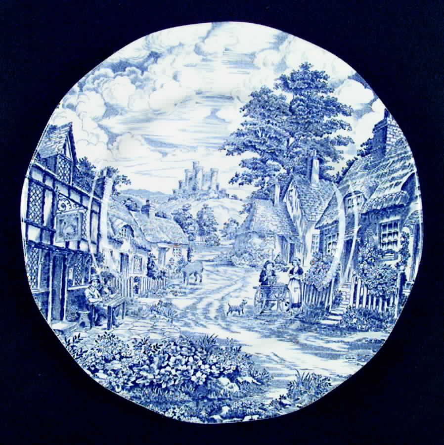 Old English Village Blue Dinner Plate by Wedgwood-1