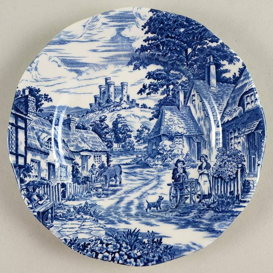 Old English Village Blue Dessert/Pie Plate by Wedgwood-1