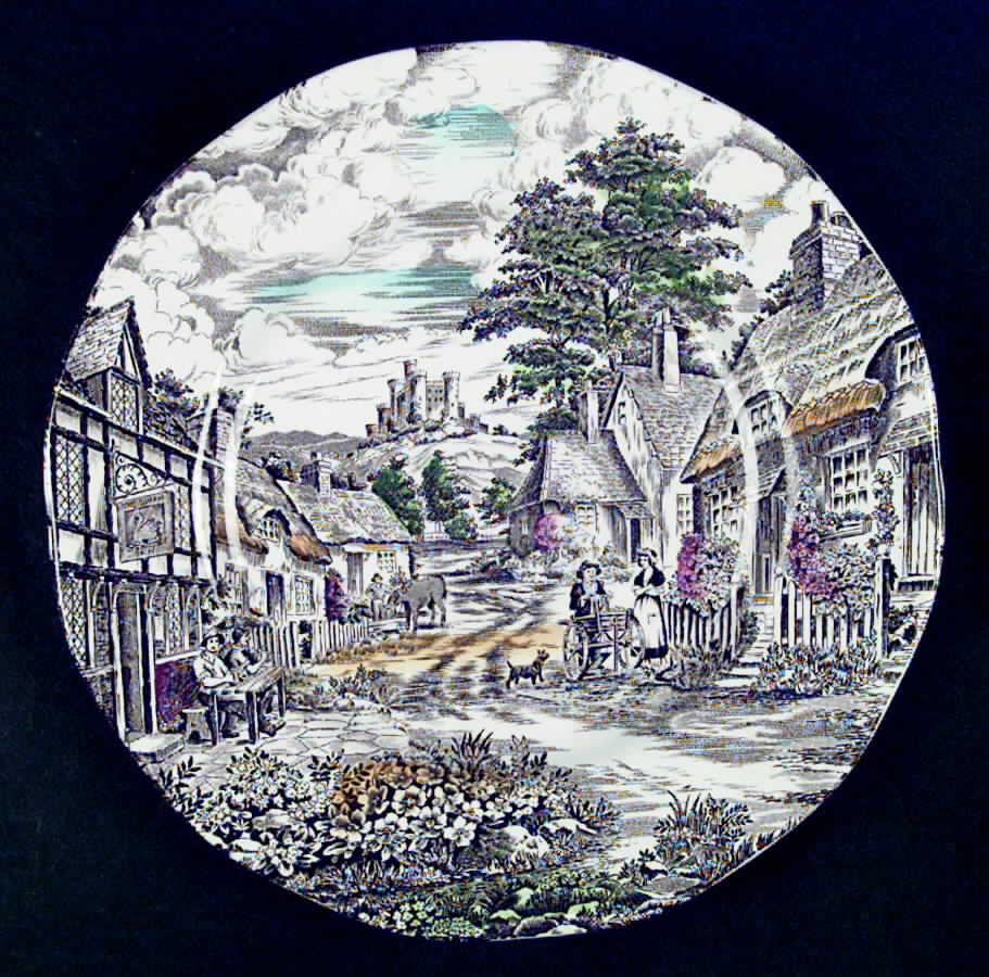 Old English Village Brown Multicolor Dinner Plate by Wedgwood-1