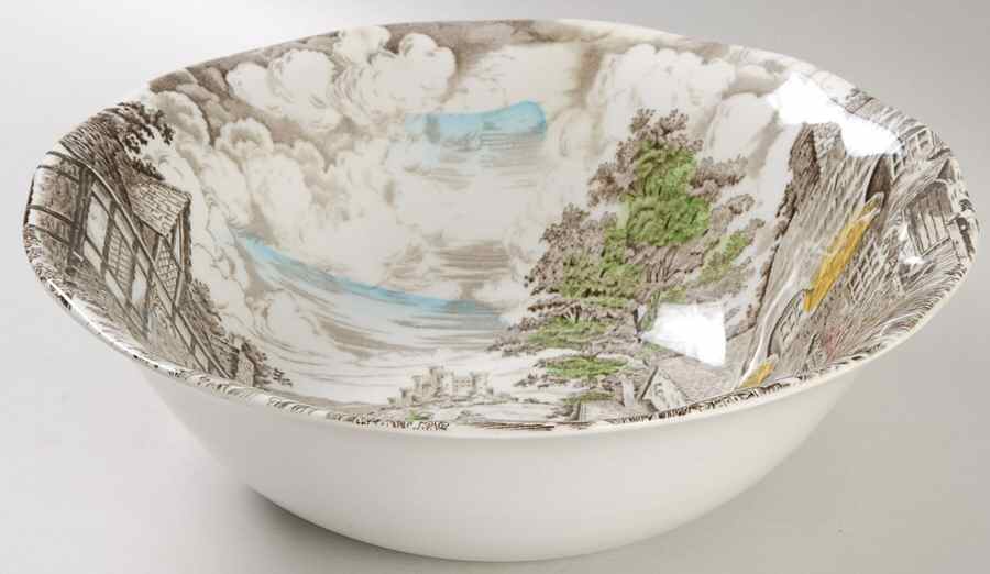 Old English Village Brown Multicolor 9" Round Vegetable Bowl by Wedgwood-1