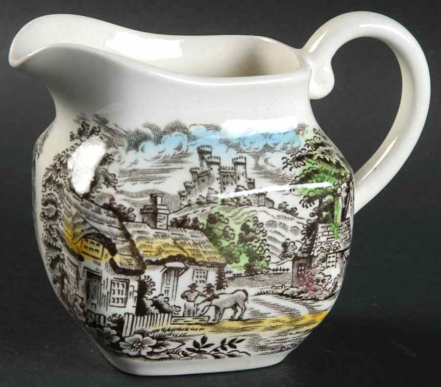 Old English Village Brown Multicolor Creamer by Wedgwood-1