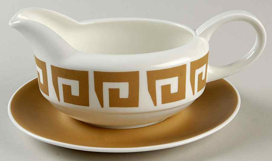 Old Gold Keystone Gravy Boat & Underplate by Wedgwood-1