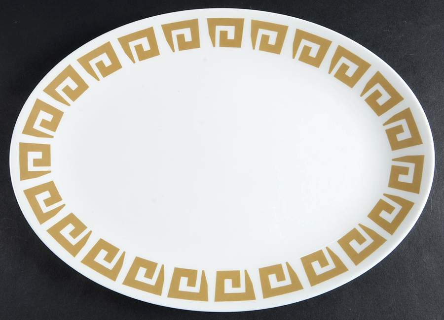 Old Gold Keystone 14" Oval Serving Platter by Wedgwood-1