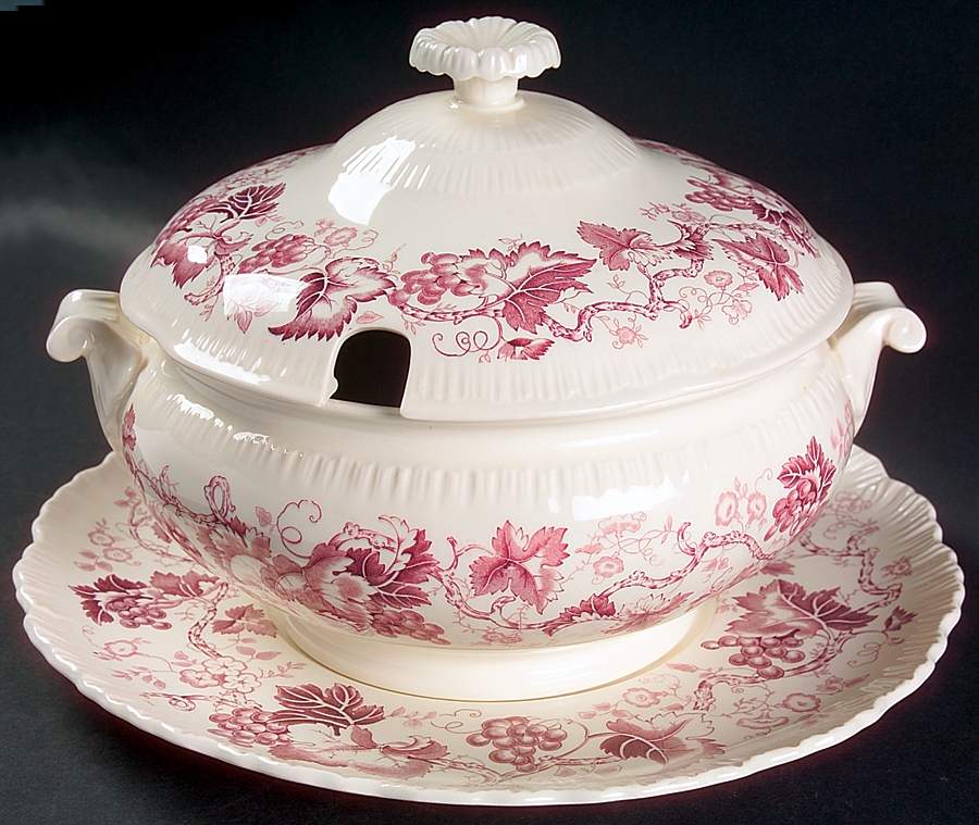 Old Vine Purple Tureen & Lid w/Underplate by Wedgwood-1