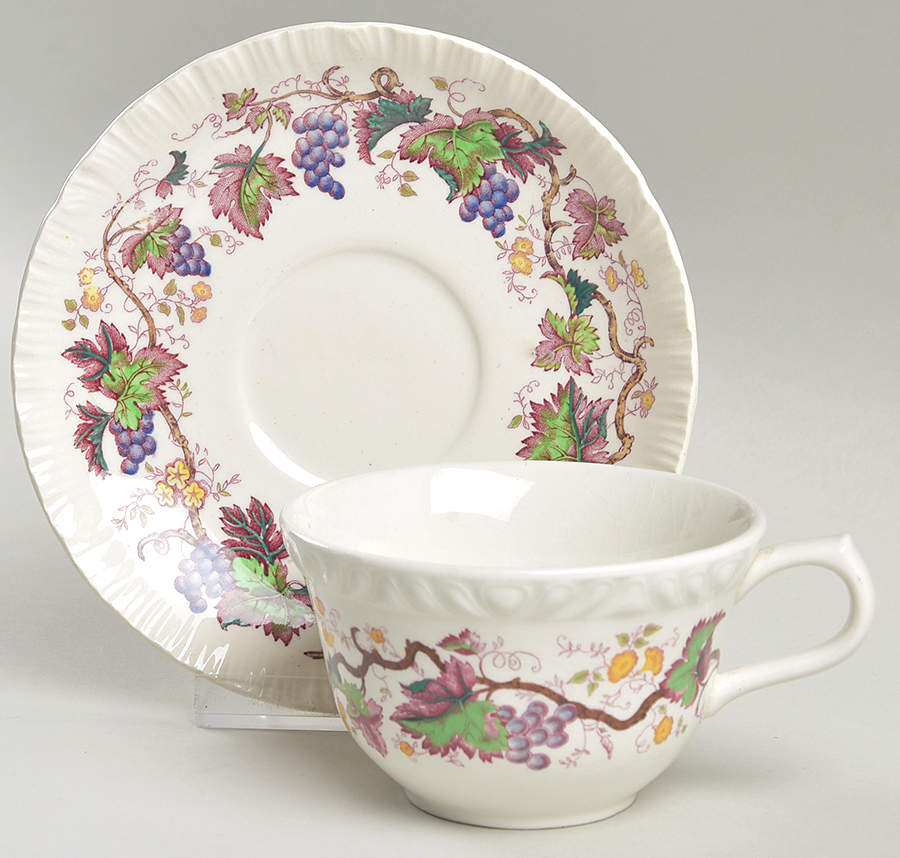 Old Vine Purple Multicolor Flat Cup & Saucer Set by Wedgwood-1