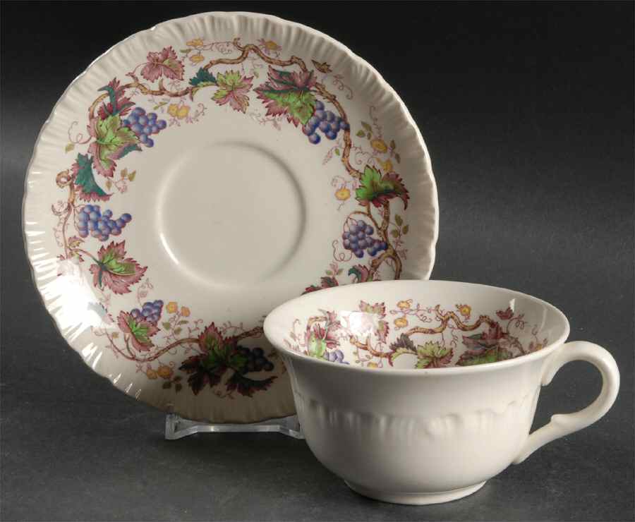 Old Vine Purple Multicolor Flat Cup & Saucer Set by Wedgwood-1