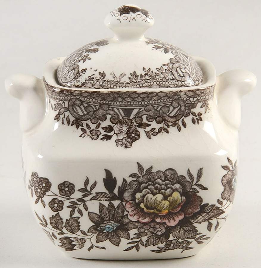 Oriental Pheasant Brown Multicolor Mini Sugar Bowl & Lid by Wedgwood-1