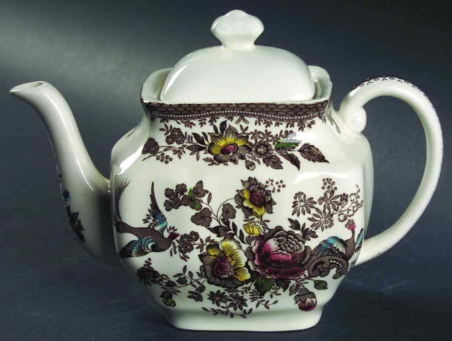 Oriental Pheasant Brown Multicolor Teapot & Lid by Wedgwood-1