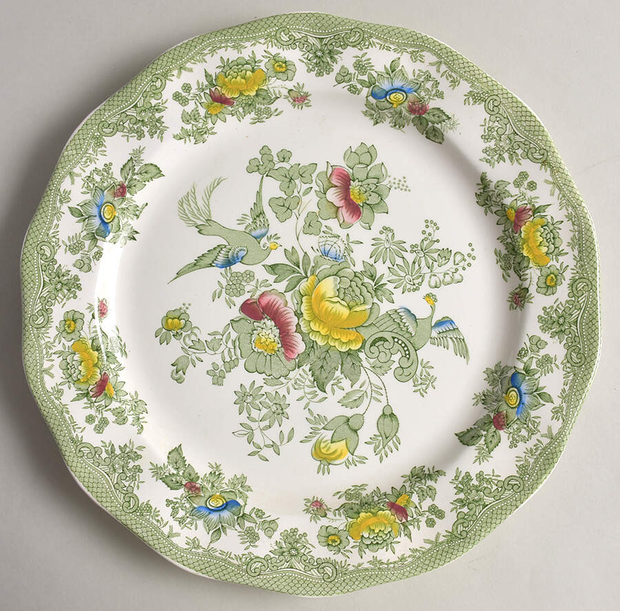 Oriental Pheasant Green 12" Chop Plate (Round Platter) by Wedgwood-1