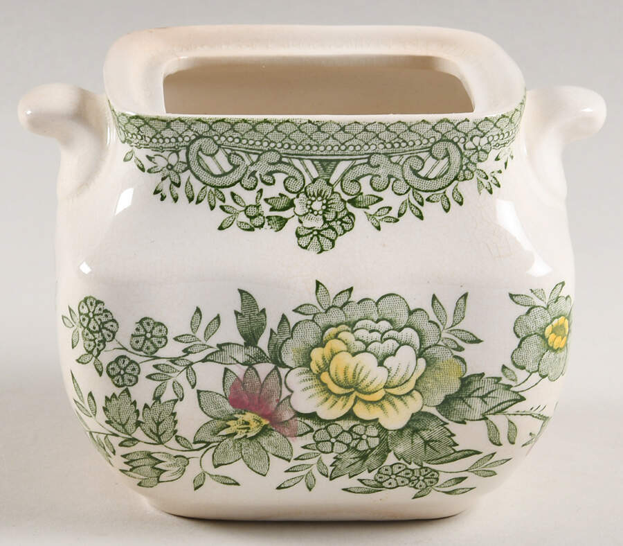 Oriental Pheasant Green Sugar Bowl No Lid by Wedgwood-1