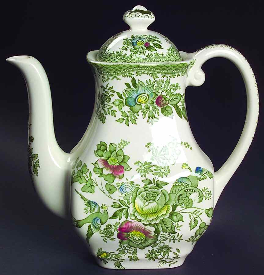Oriental Pheasant Green Coffee Pot & Lid by Wedgwood-1