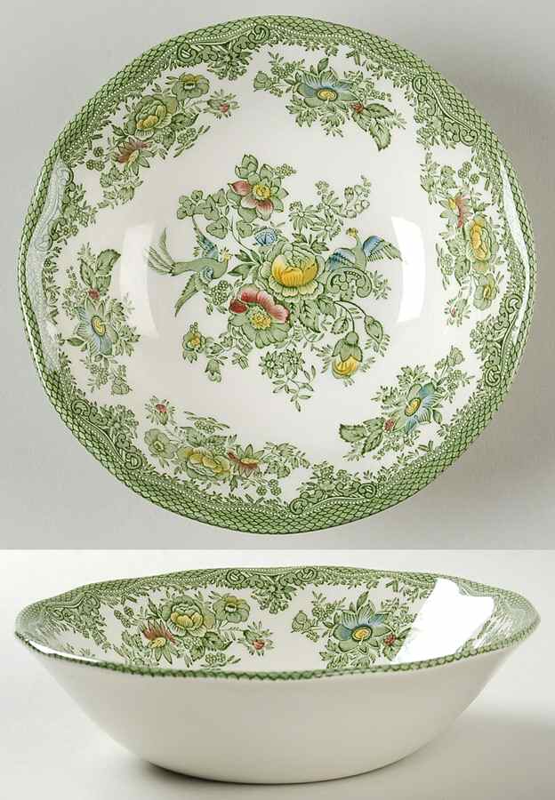 Oriental Pheasant Green Coupe Cereal Bowl by Wedgwood-1