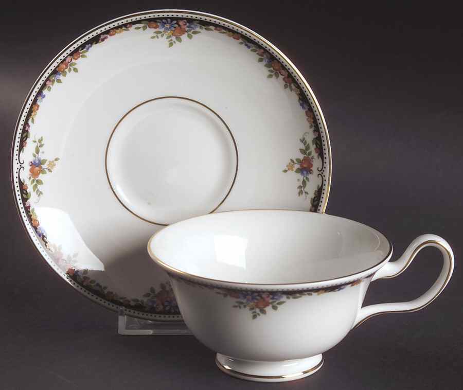 Osborne Peony Shape Footed Cup & Saucer Set by Wedgwood-1