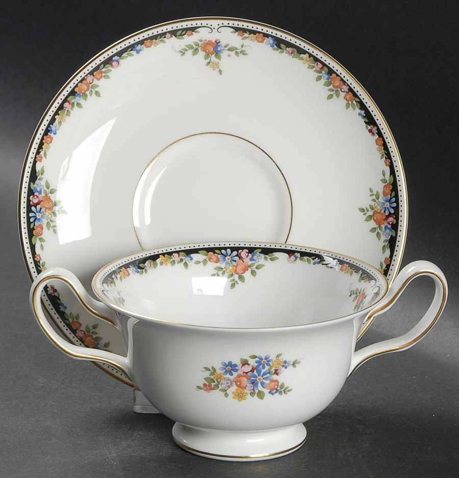 Osborne Footed Cream Soup Bowl & Saucer Set by Wedgwood-1