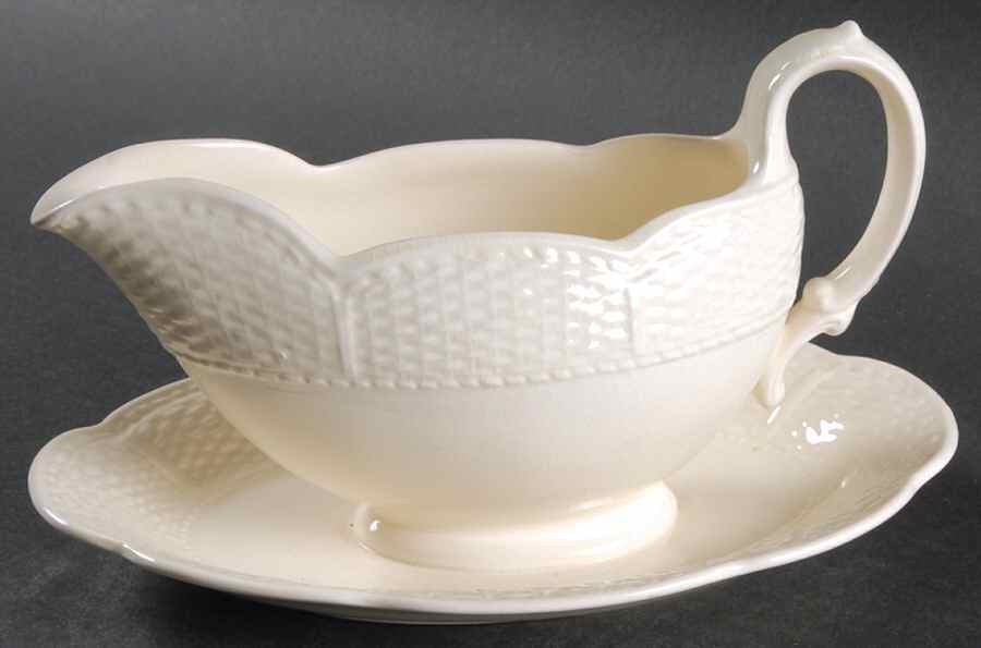 Osier Gravy Boat with Attached Underplate by Wedgwood-1