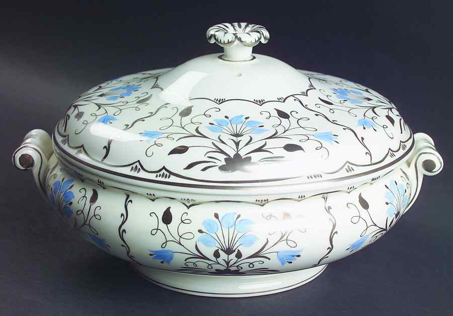 Papyrus Blue and Silver Round Covered Vegetable by Wedgwood-1