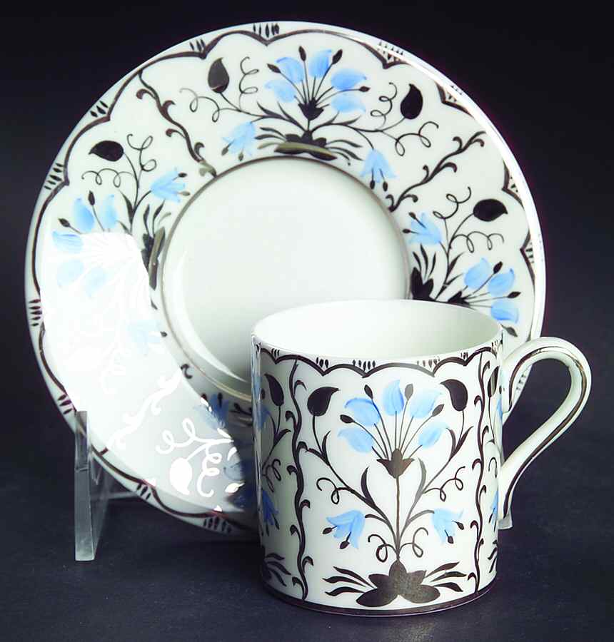 Papyrus Blue and Silver Flat Demitasse Cup & Saucer Set by Wedgwood-1
