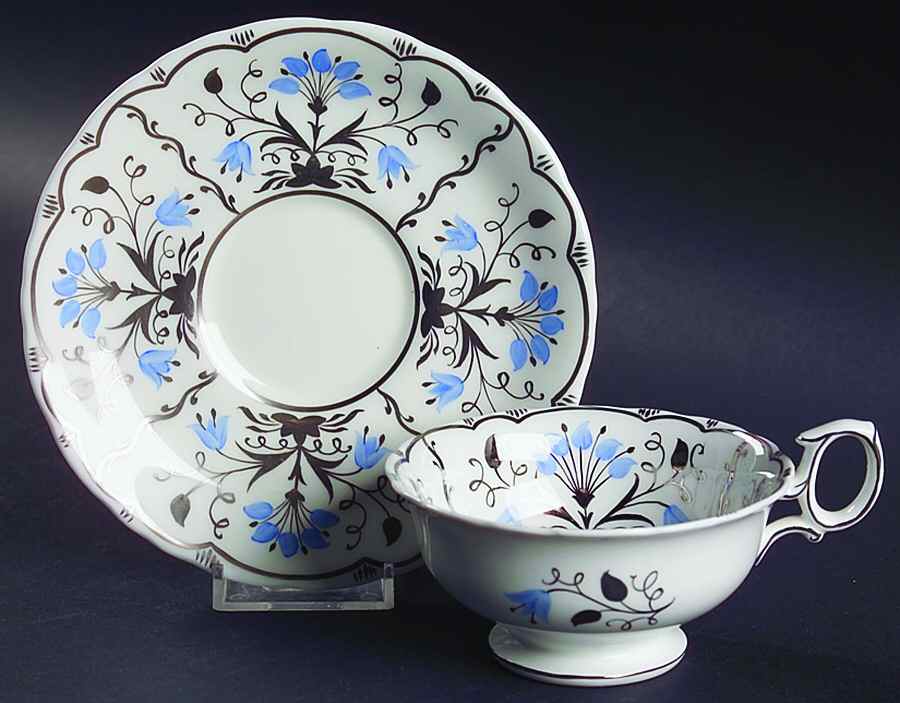 Papyrus Blue and Silver Footed Cup & Saucer Set by Wedgwood-1