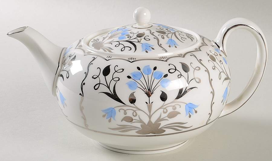 Papyrus Blue and Silver Teapot & Lid by Wedgwood-1