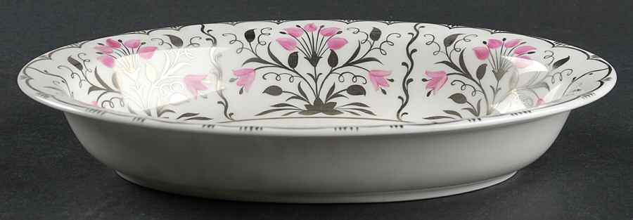 Papyrus Pink 10" Oval Vegetable Bowl by Wedgwood-1