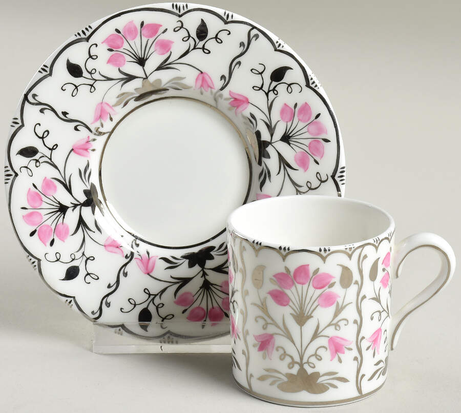 Papyrus Pink Bond Shape Demitasse Cup and Saucer Set by Wedgwood-1