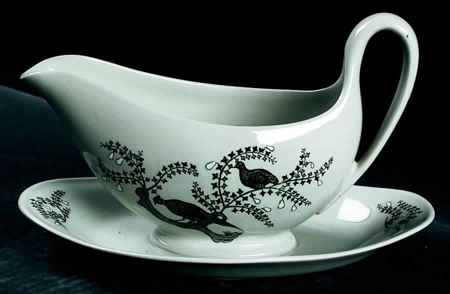 Partridge In A Pear Tree Gravy Boat with Attached Underplate by Wedgwood-1