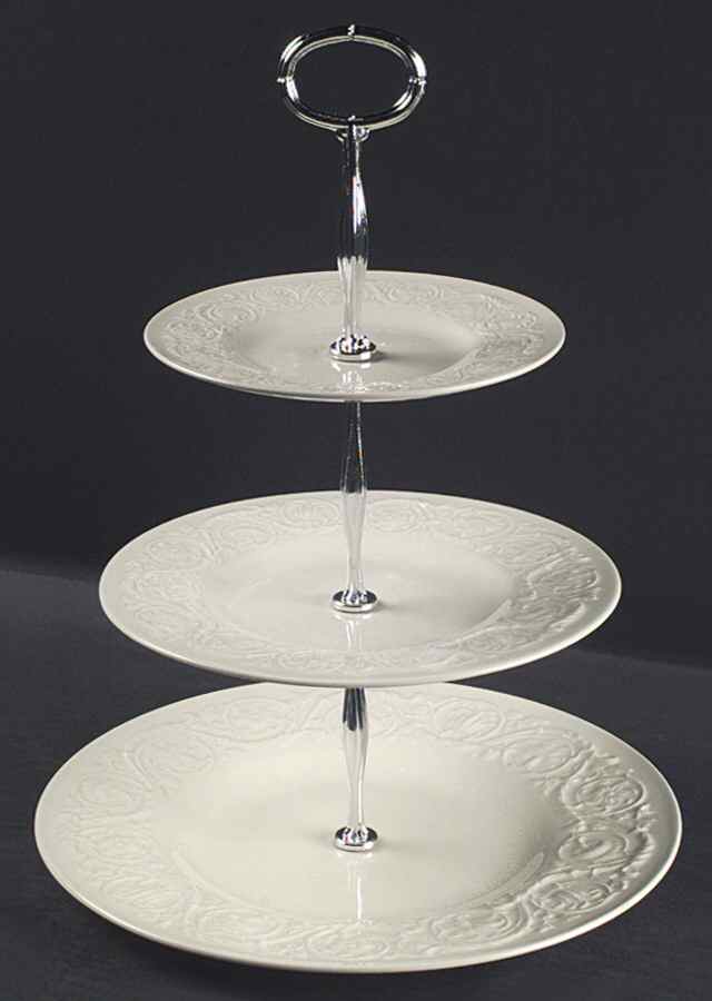 Patrician (Old, 1927-1986) 13 7/8"-14 1/4" 3-Tiered Serving Tray(DP,SP,BB) HC by Wedgwood-1