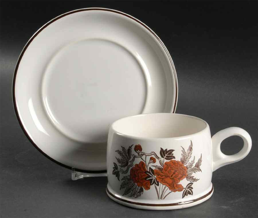 Peony (Oven To Table) Flat Cup & Saucer Set by Wedgwood-1